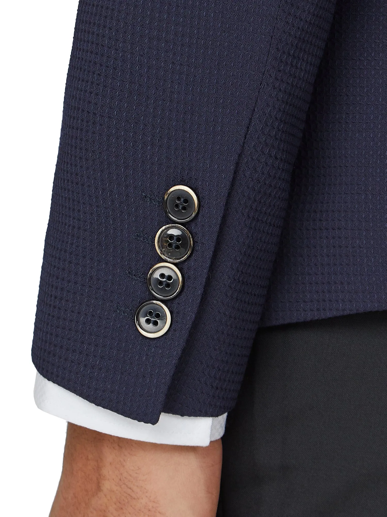 Texture Double-Breasted Suit Jacket - Navy sold by Ben Sherman product image thumbnail 3