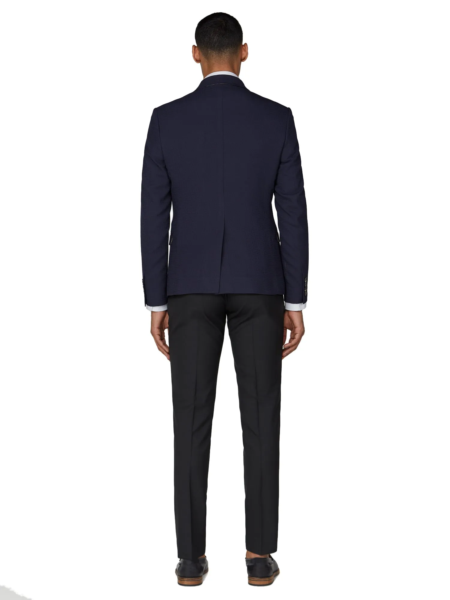 Texture Double-Breasted Suit Jacket - Navy sold by Ben Sherman product image thumbnail 5