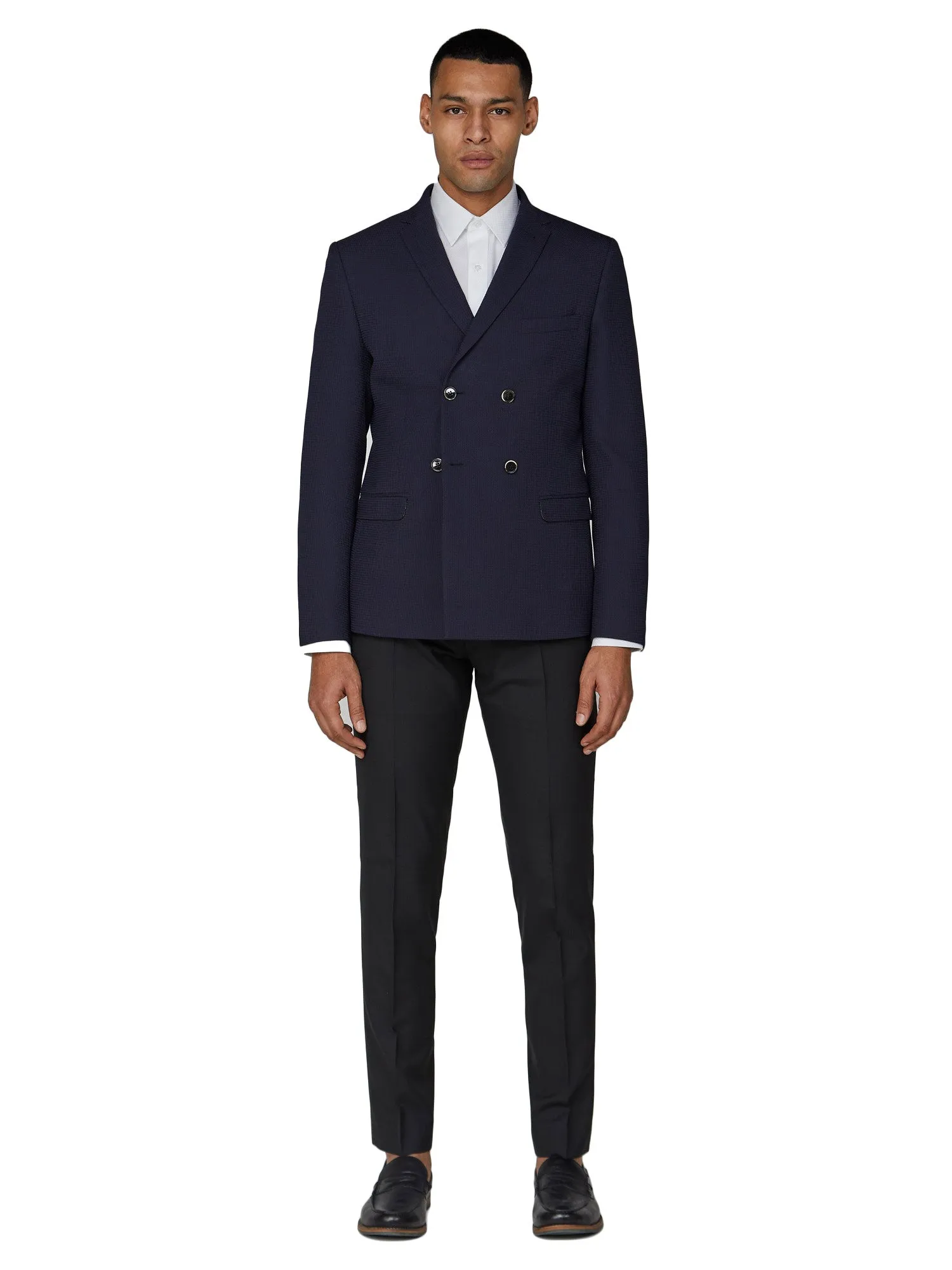 Texture Double-Breasted Suit Jacket - Navy sold by Ben Sherman product image thumbnail 4