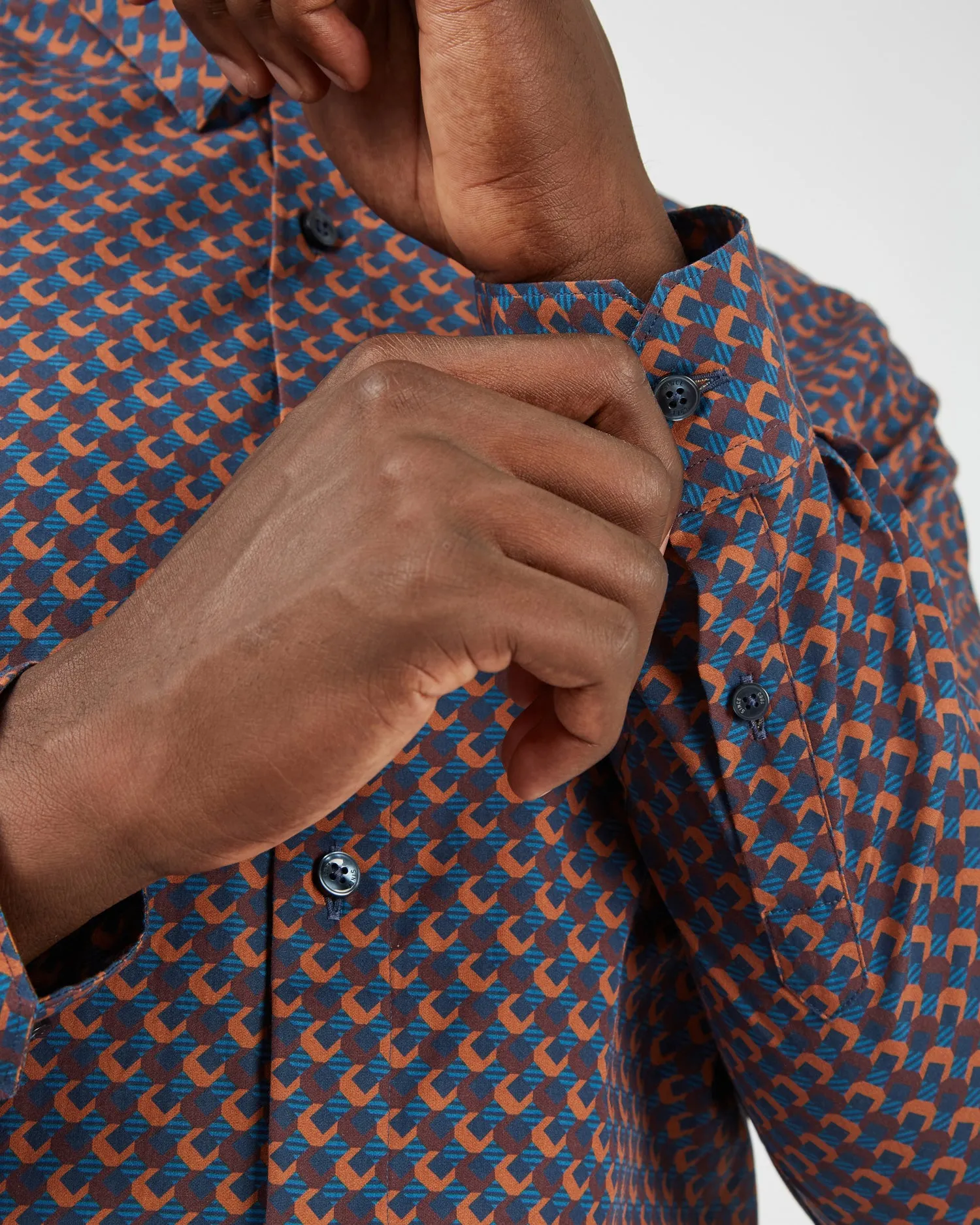 Long-Sleeve Retro '70s Geo-Print Shirt - Caramel sold by Ben Sherman product image thumbnail 5