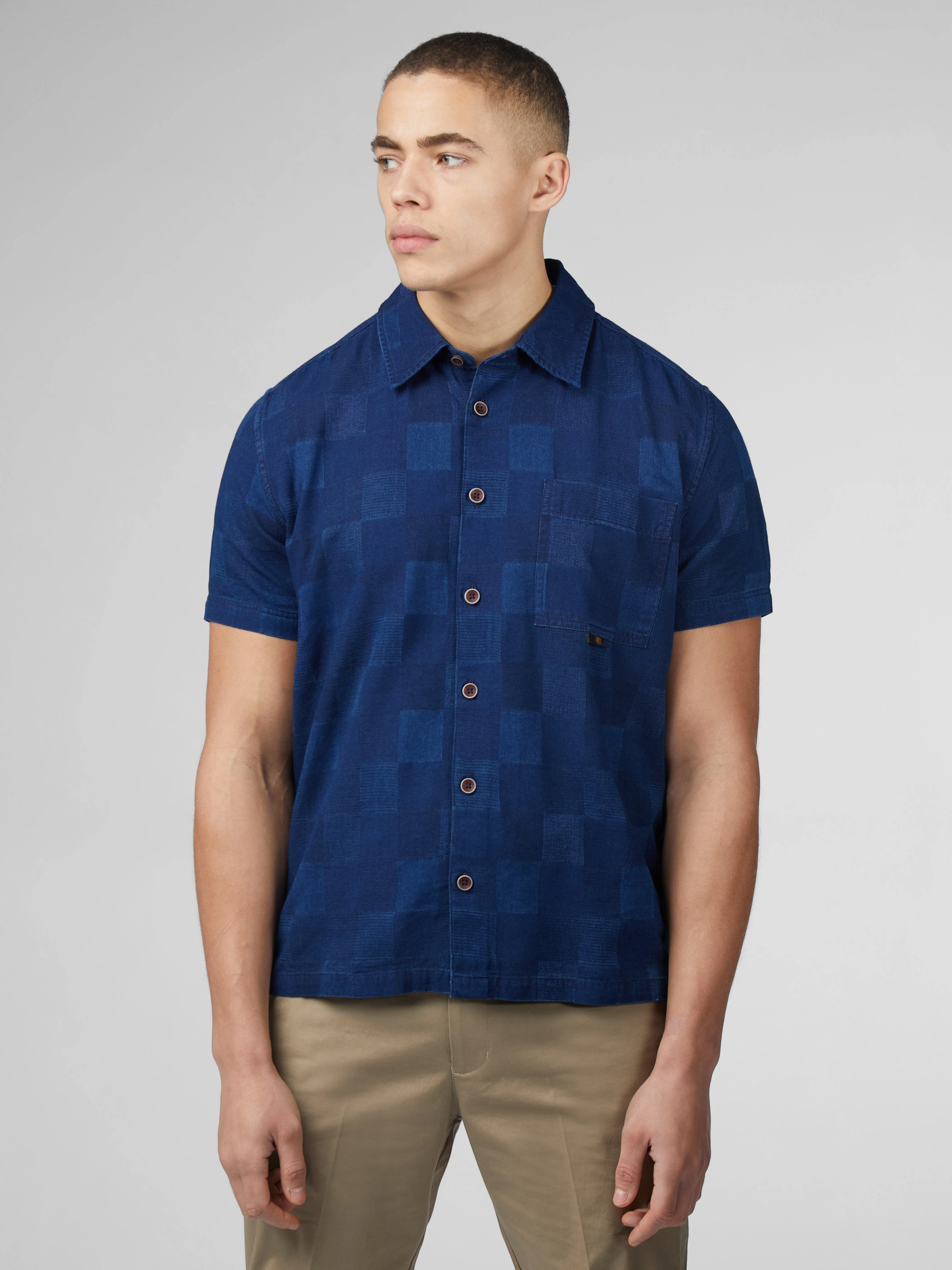 B by Ben Sherman Indigo Check Shirt - Dark Navy sold by Ben Sherman