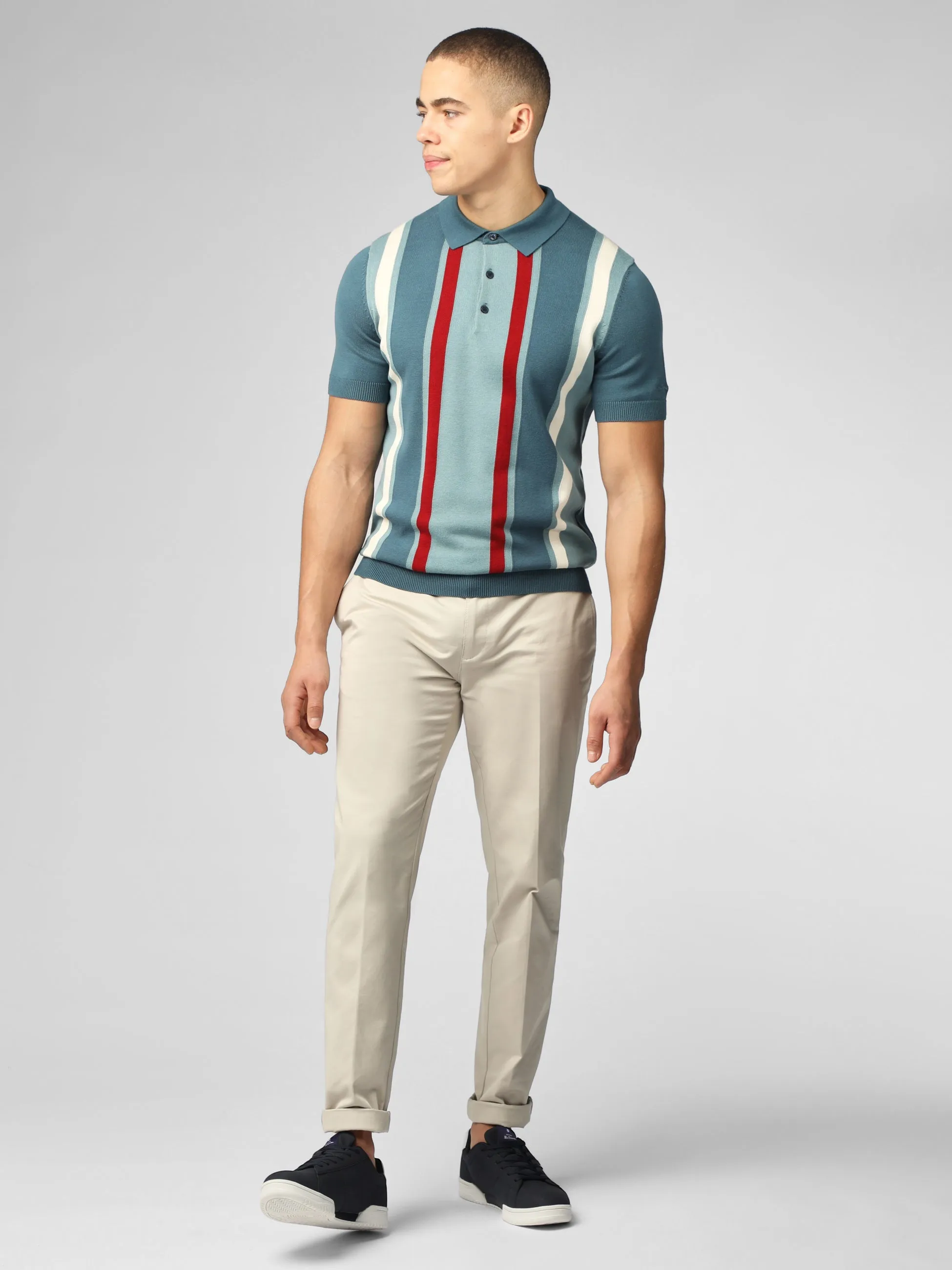 Signature Vertical Stripe Polo - Teal sold by Ben Sherman product image thumbnail 2