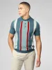 Signature Vertical Stripe Polo - Teal sold by Ben Sherman