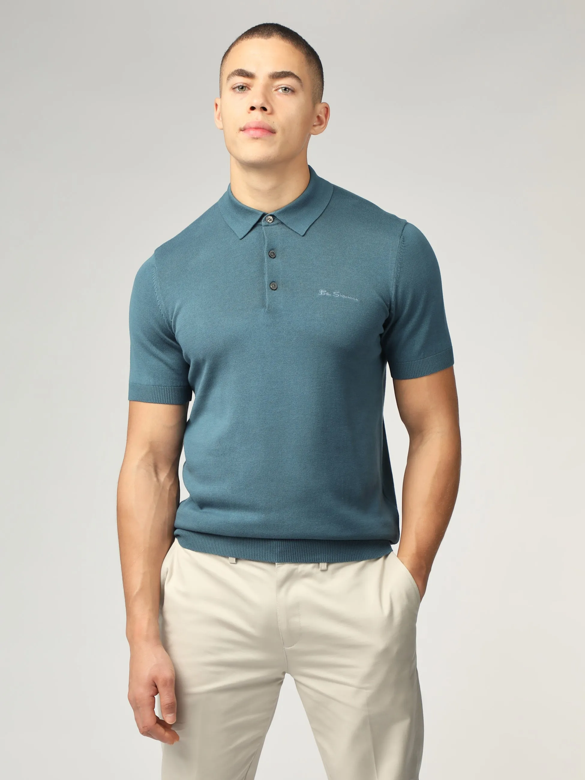 Signature Short Sleeve Polo - Teal sold by Ben Sherman