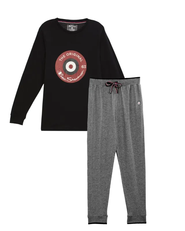 Men's Long-Sleeve Tee & Jogger Lounge Set - Black sold by Ben Sherman