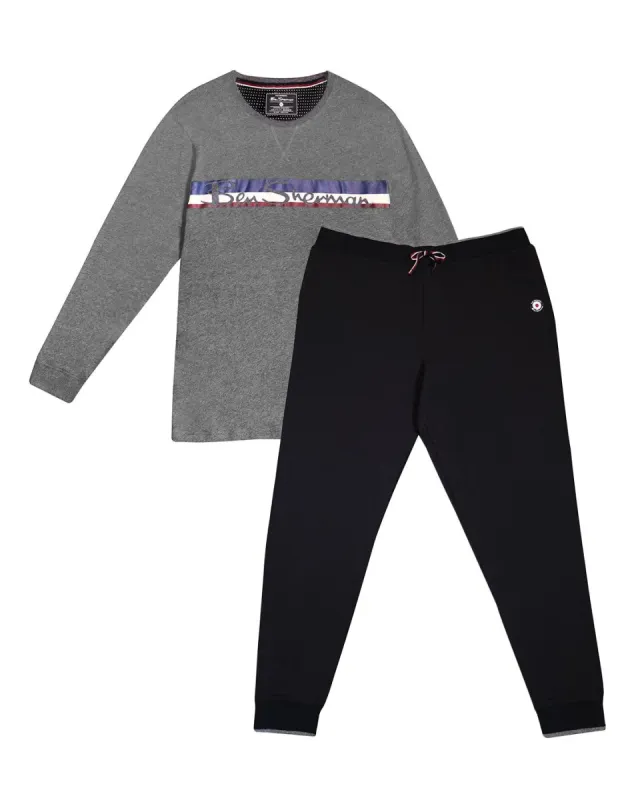Men's Long-Sleeve Tee & Jogger Lounge Set - Charcoal sold by Ben Sherman