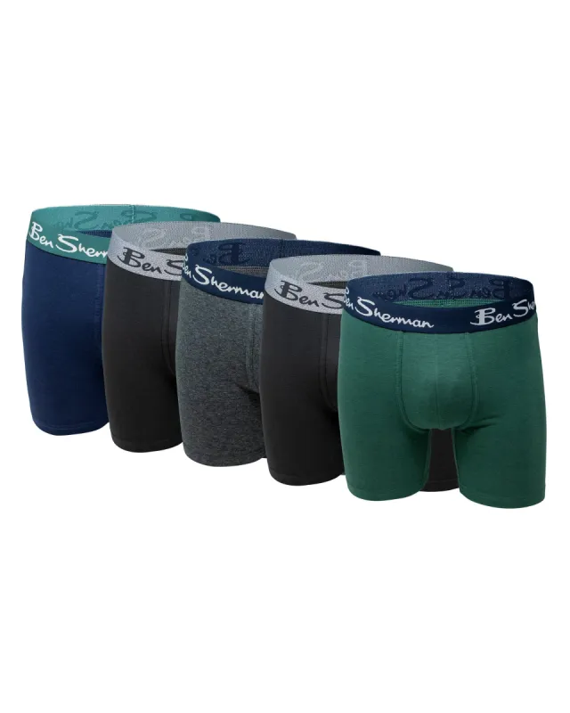 Men's 5-Pack No-Fly Cotton Stretch Boxer Briefs - Multi sold by Ben Sherman