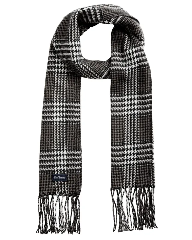 Men's Houndstooth Plaid Scarf - True Black/Odyssey Grey made by Ben Sherman