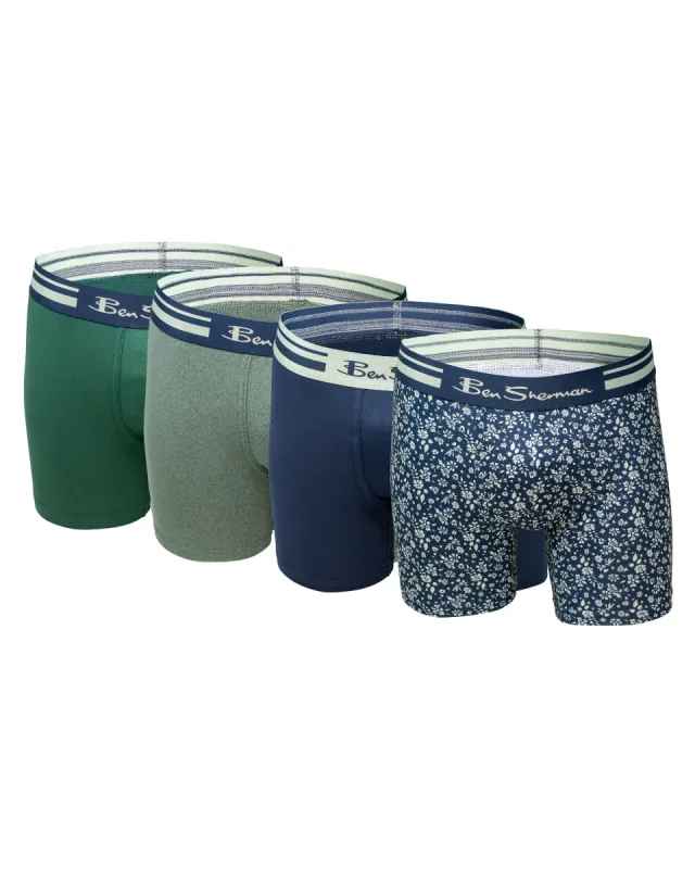 Men's 4-Pack Microfiber Print & Solid No-Fly Boxer Briefs - Multi sold by Ben Sherman
