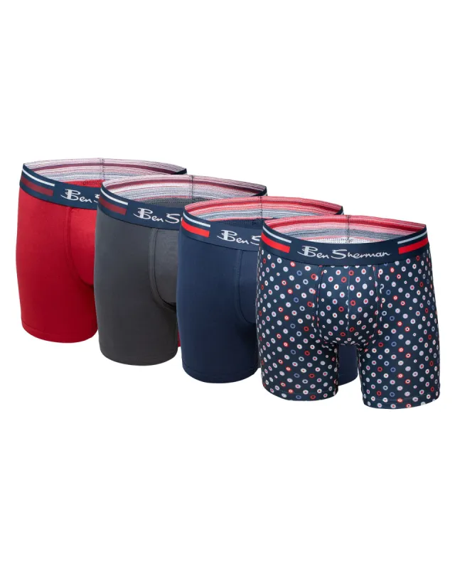 Men's 4-Pack Microfiber Print & Solid No-Fly Boxer Briefs - Multi sold by Ben Sherman