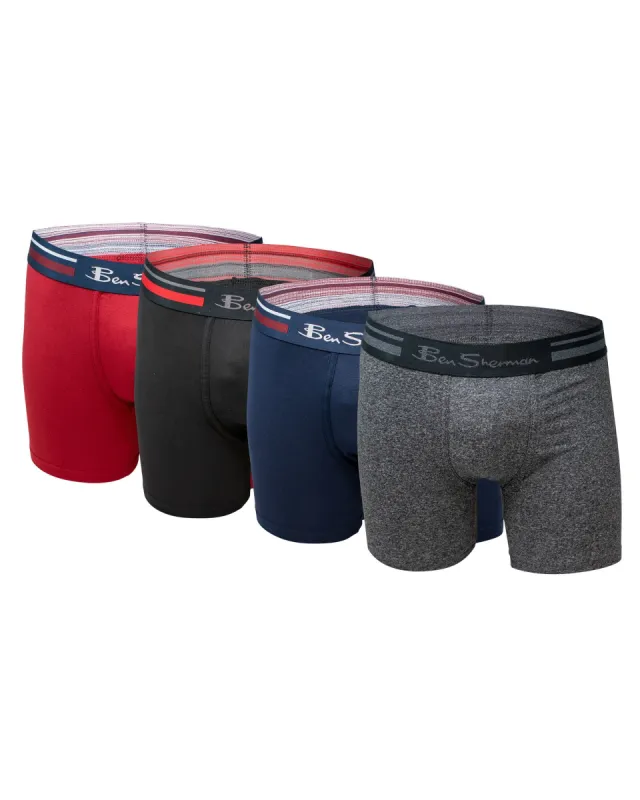 Men's 4-Pack Microfiber Solid No-Fly Boxer Briefs - Multi sold by Ben Sherman