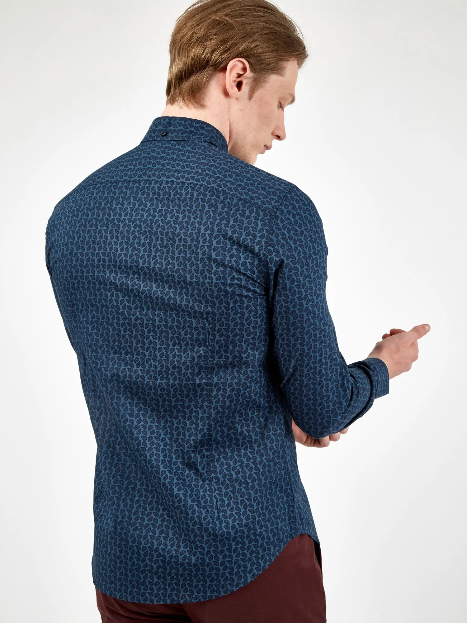 Long-Sleeve Micro-Paisley Print Shirt - Petrol sold by Ben Sherman product image thumbnail 2