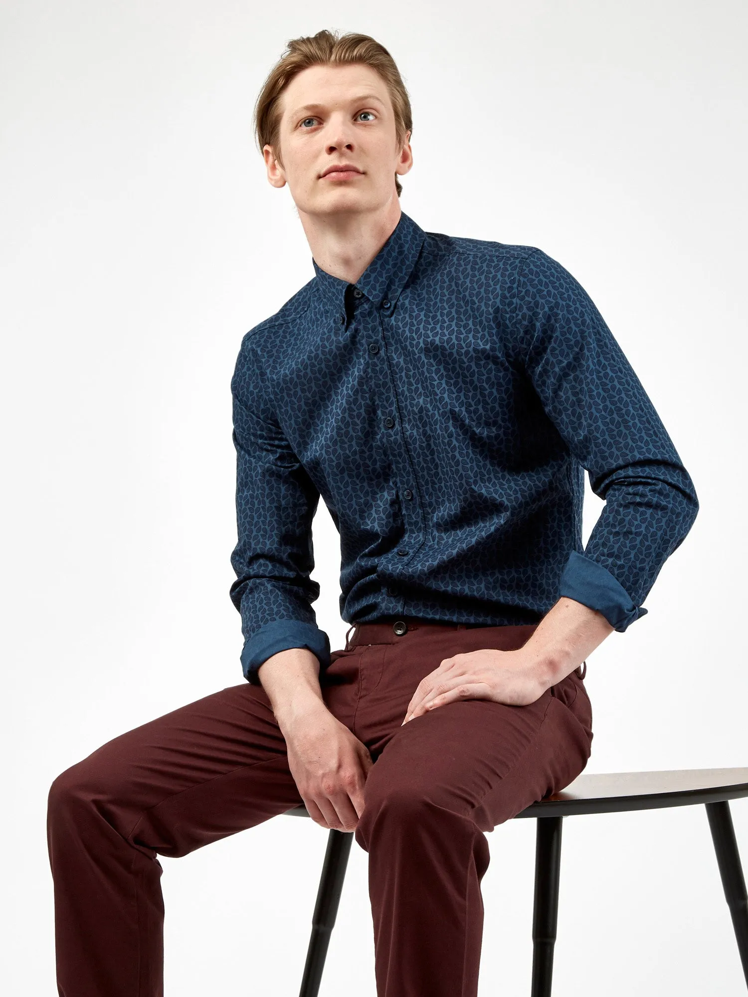 Long-Sleeve Micro-Paisley Print Shirt - Petrol sold by Ben Sherman product image thumbnail 3