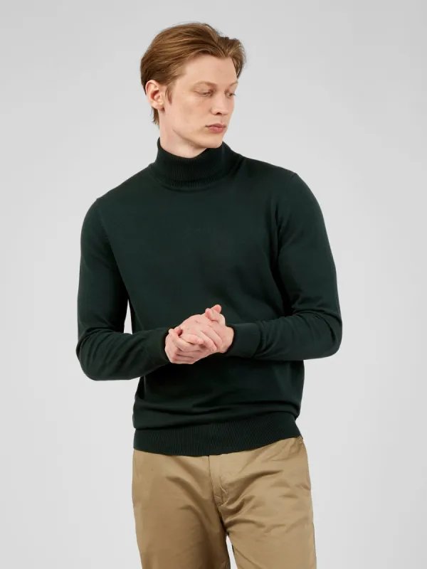Signature Organic Knit Roll-Neck Sweater - Dark Green made by Ben Sherman