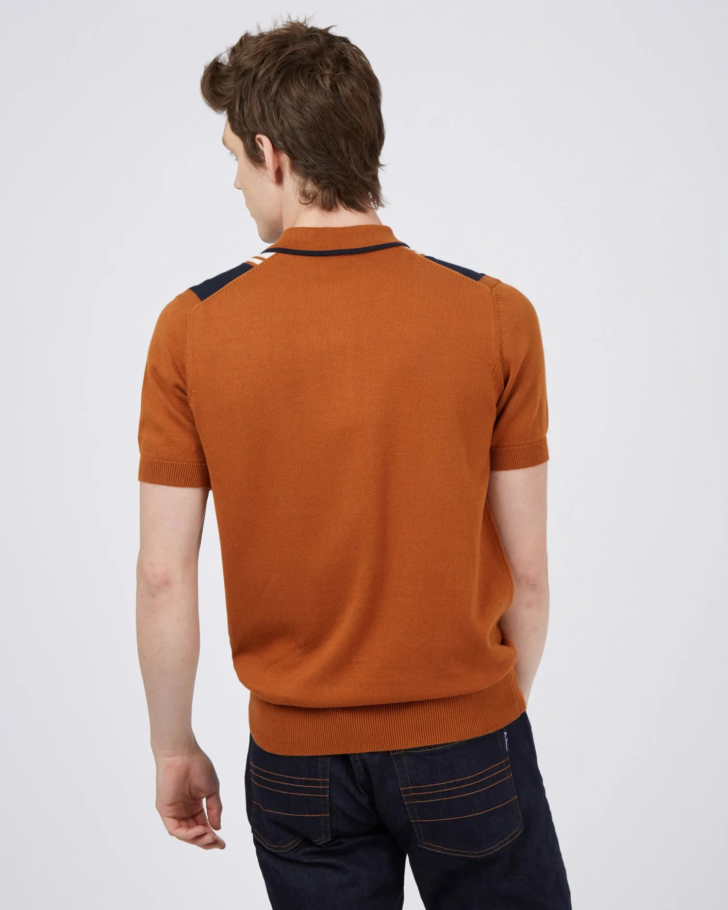 Iconic Vertical Wide-Stripe Mod Polo - Caramel sold by Ben Sherman product image thumbnail 3