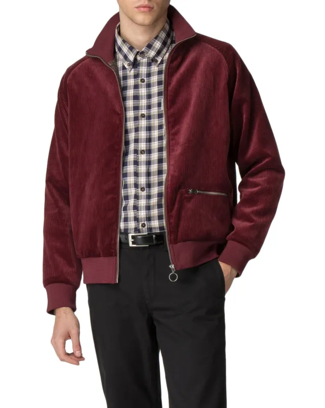 Cord/Faux Suede Track Jacket - Burgundy sold by Ben Sherman