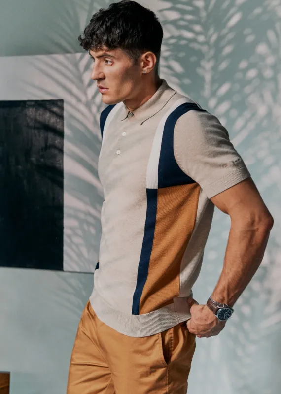Signature Colorblock Mod Knit Polo - Sand sold by Ben Sherman