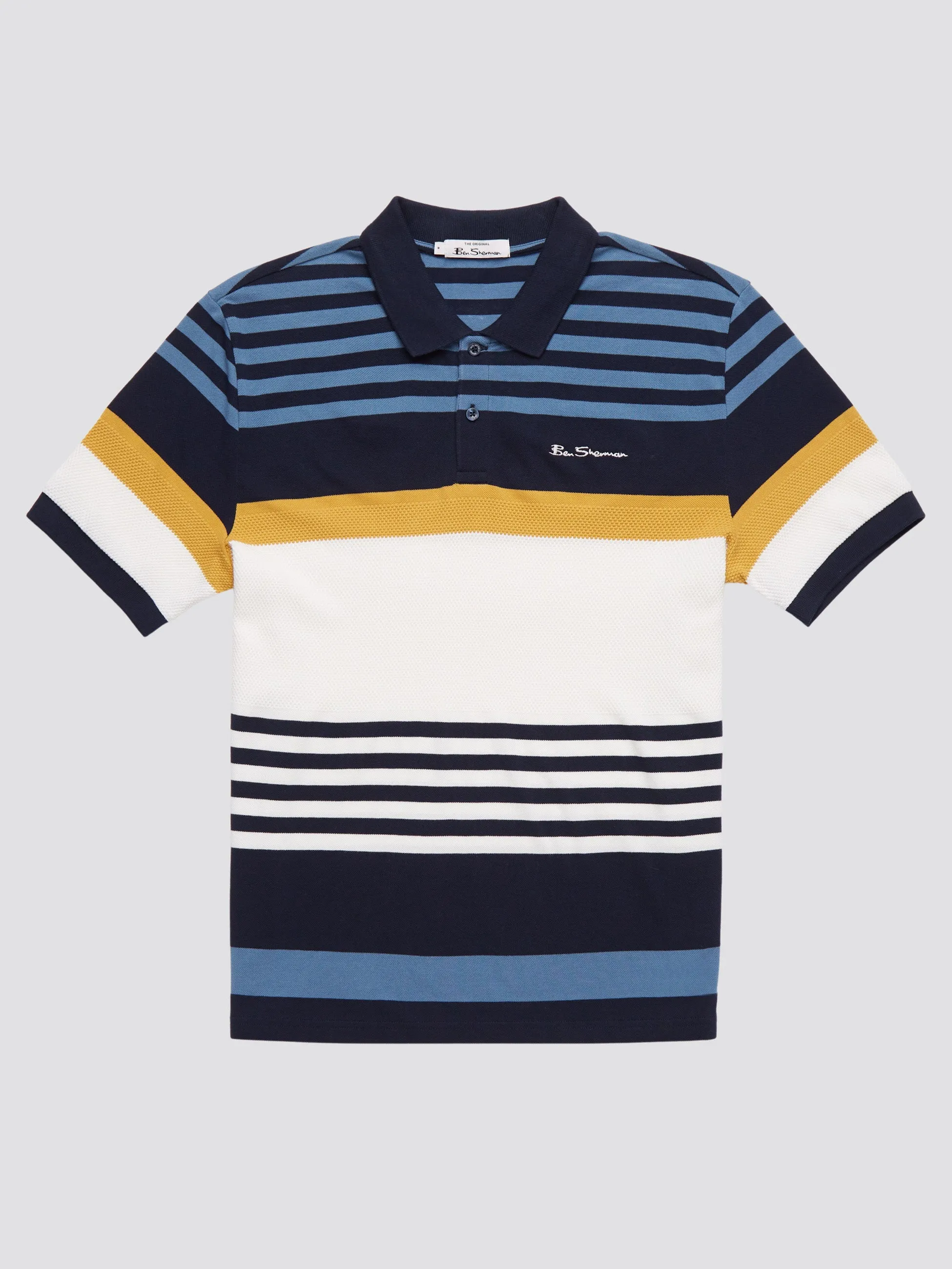 Signature Engineered Stripe Polo - Navy sold by Ben Sherman product image thumbnail 4