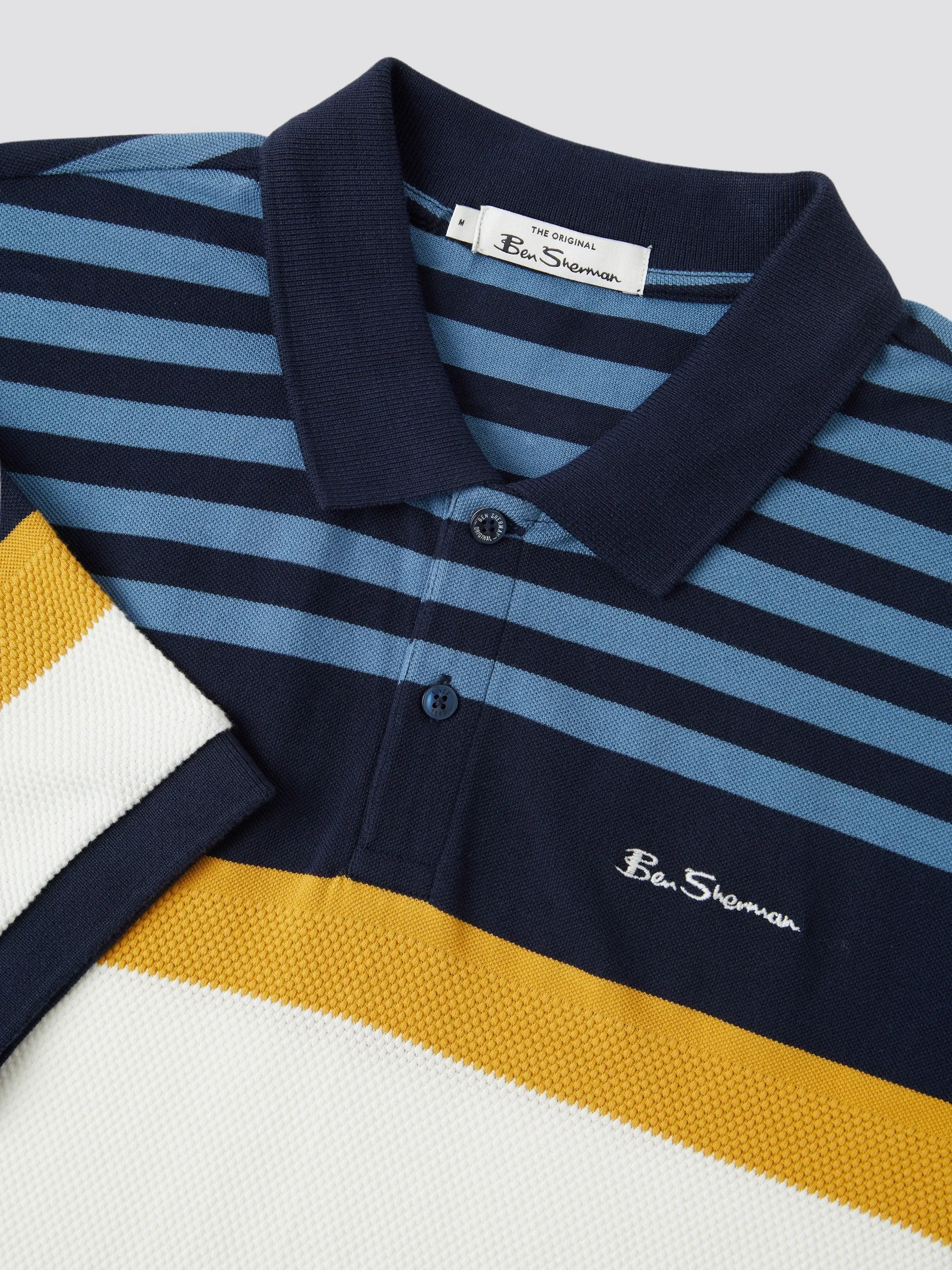Signature Engineered Stripe Polo - Navy sold by Ben Sherman product image thumbnail 2