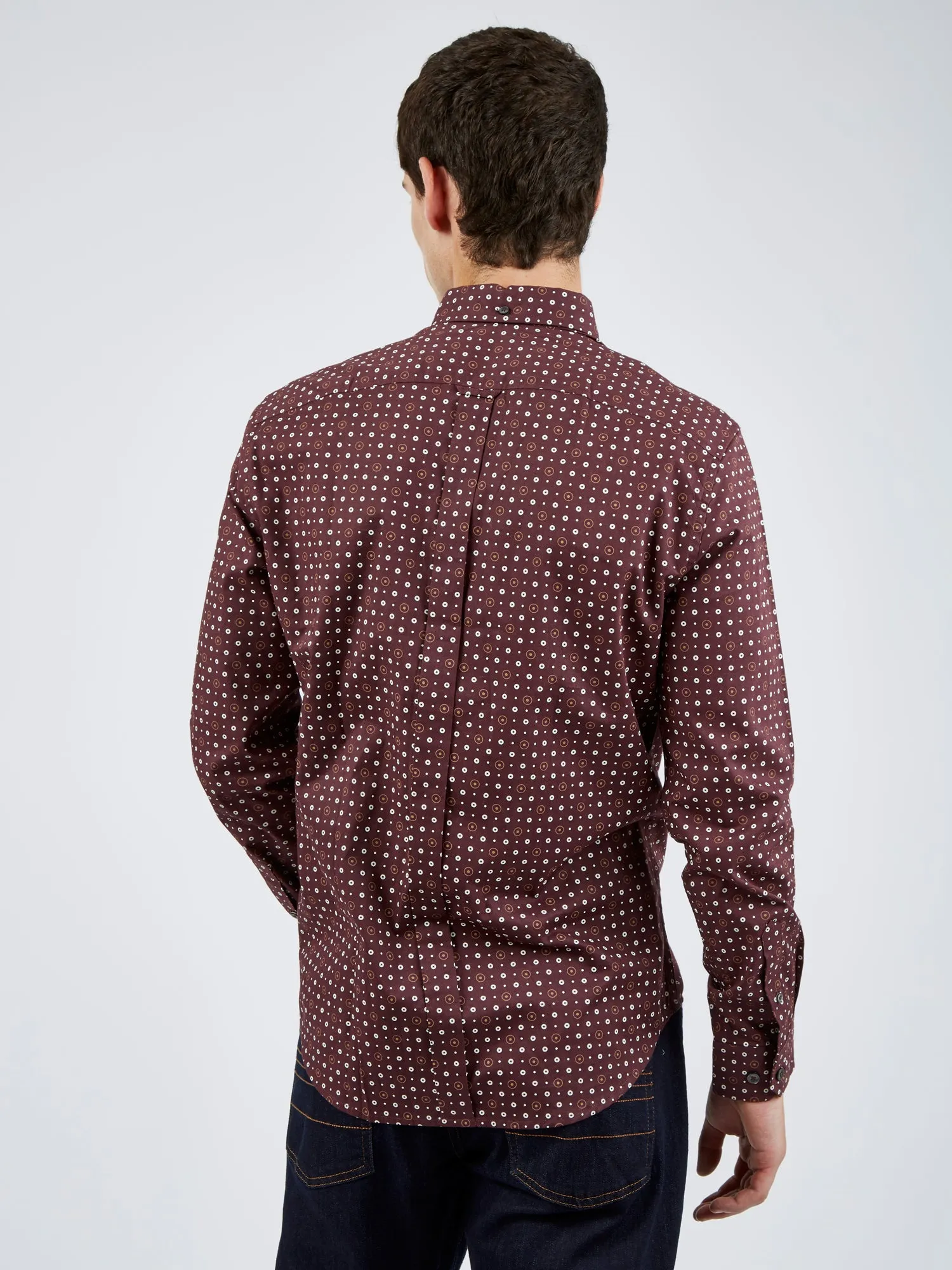 Long-Sleeve Retro Spot-Print Shirt - Bordeaux sold by Ben Sherman product image thumbnail 2