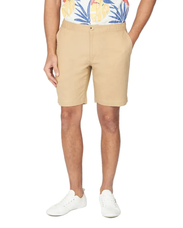 Drawcord Cotton/Linen Short - Sand sold by Ben Sherman