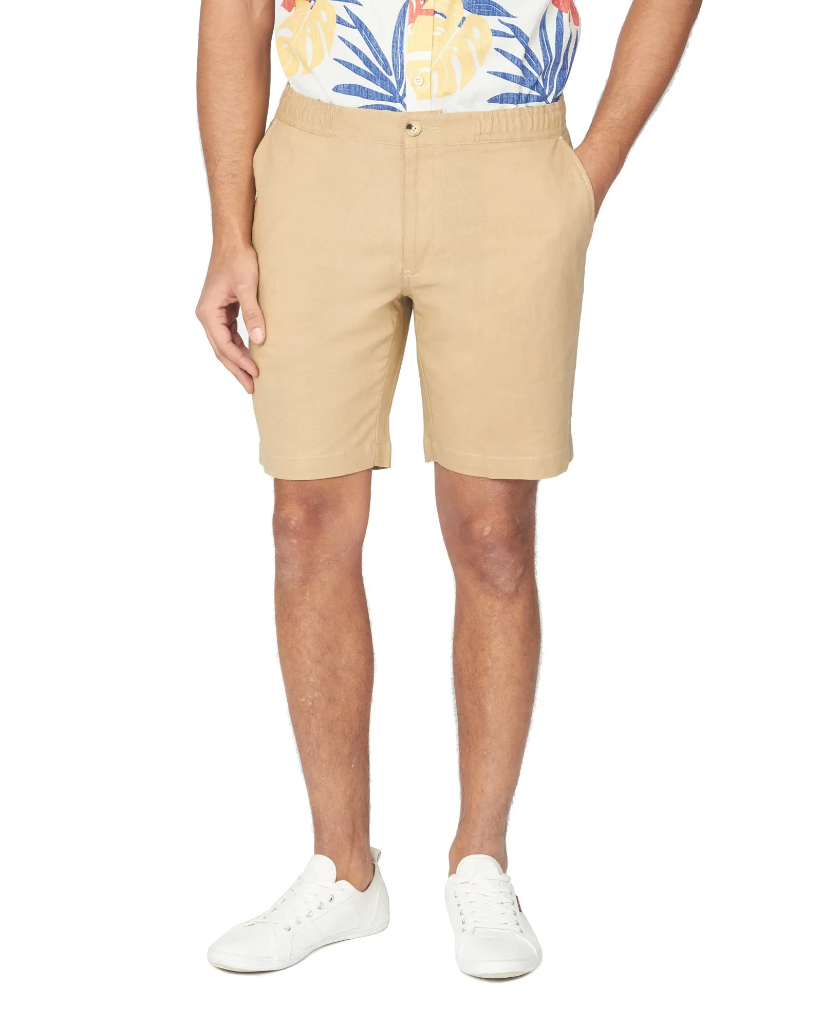 Drawcord Cotton/Linen Short - Sand sold by Ben Sherman