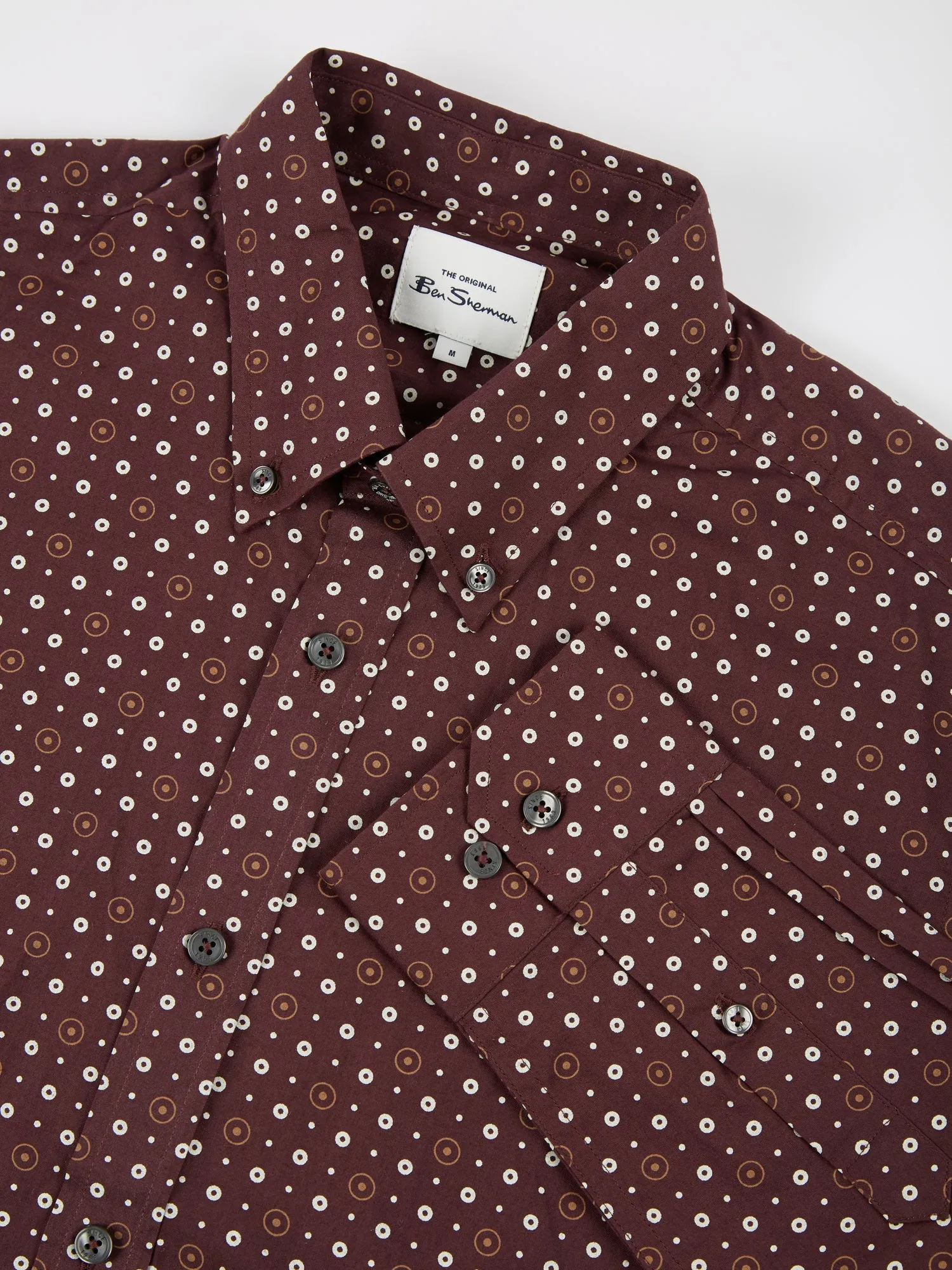 Long-Sleeve Retro Spot-Print Shirt - Bordeaux sold by Ben Sherman product image thumbnail 4