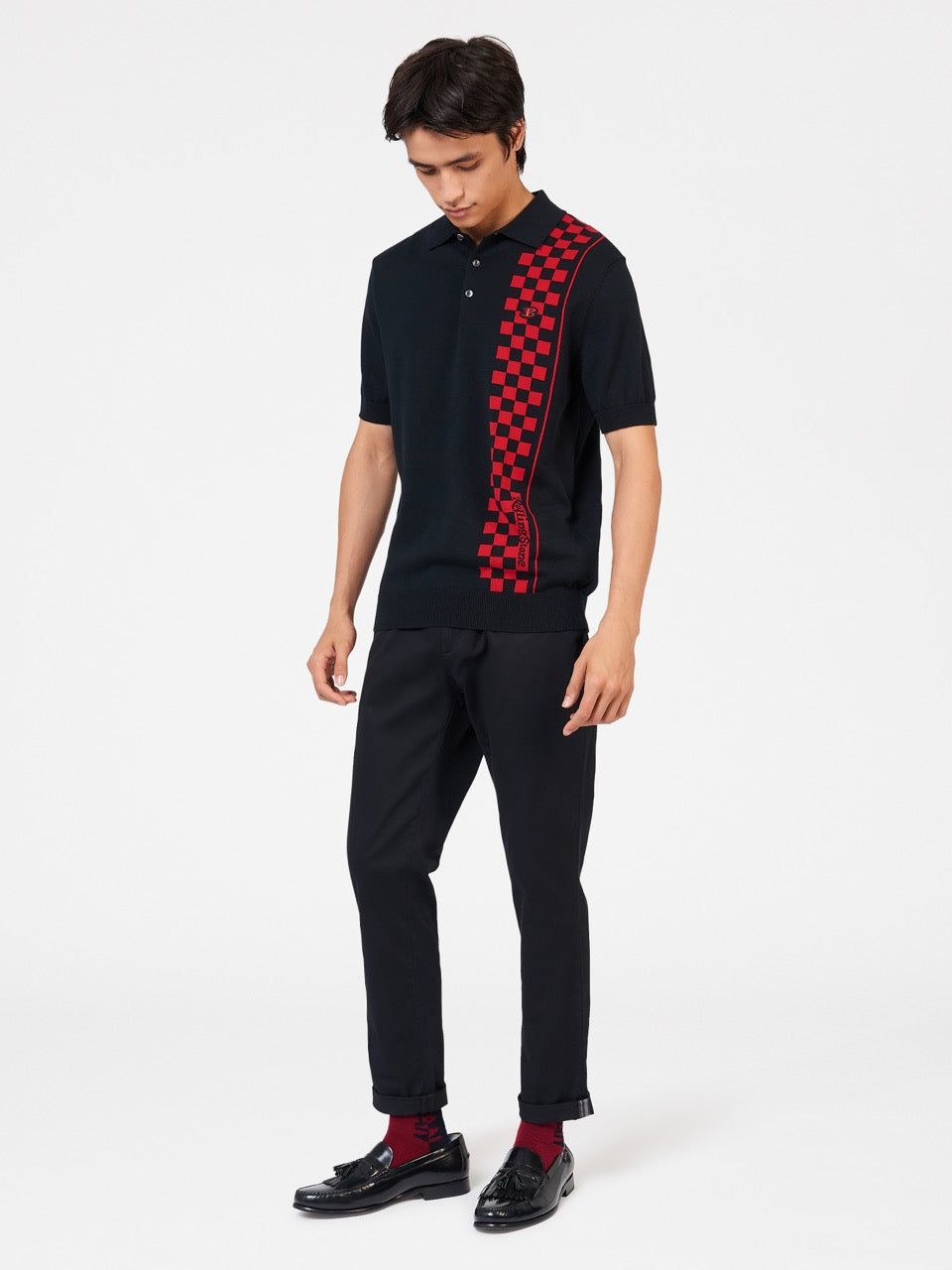 Rolling Stone Checker Knit Polo - Black sold by Ben Sherman product image thumbnail 4