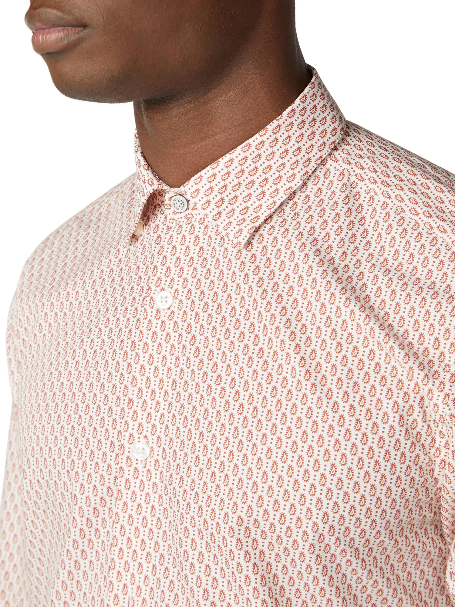 Long-Sleeve Fine Geo Print Shirt - Teracota sold by Ben Sherman product image thumbnail 3
