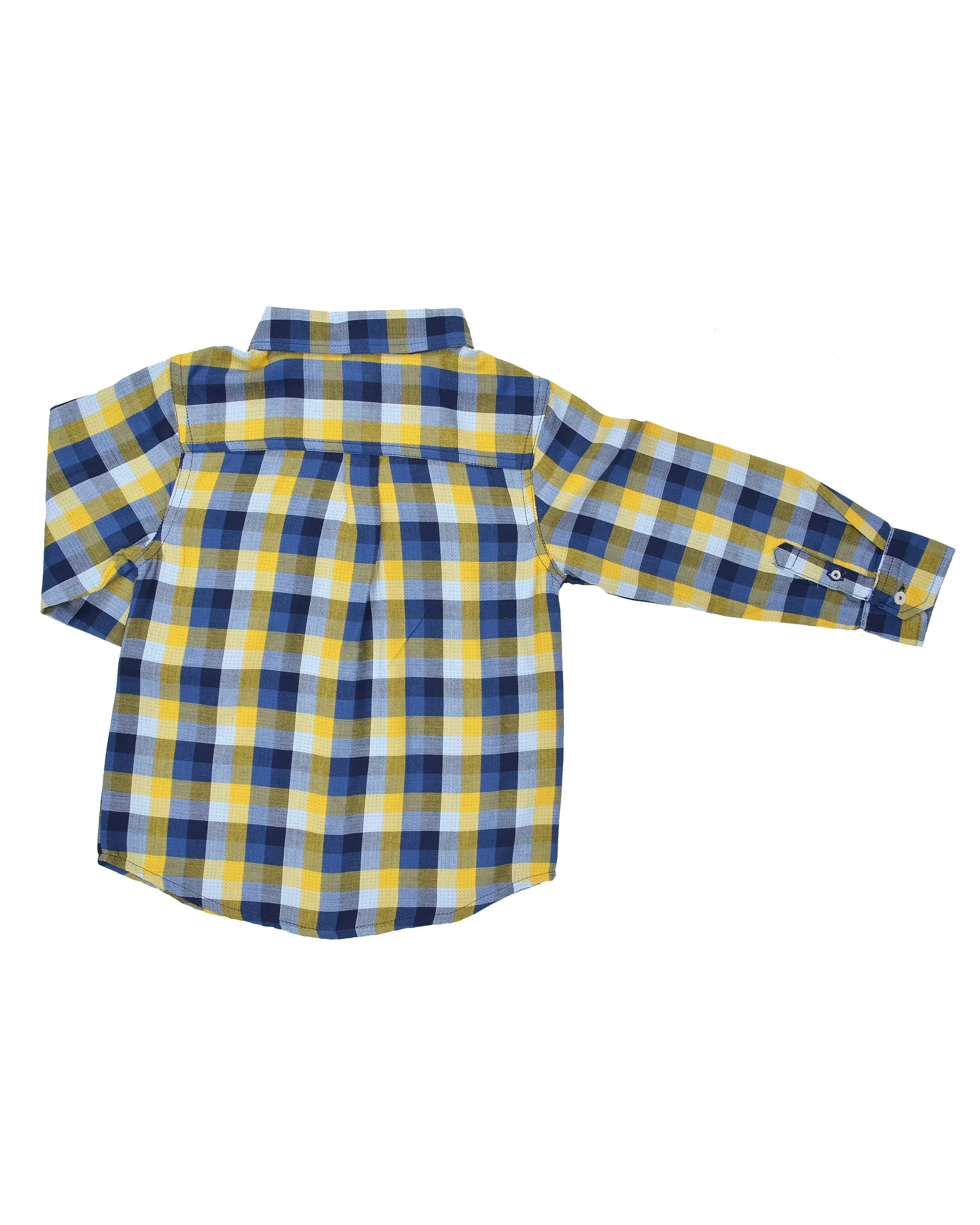 Boys' Blue/Yellow Plaid Gingham Button-Down Shirt (Sizes 4-7) sold by Ben Sherman product image thumbnail 3