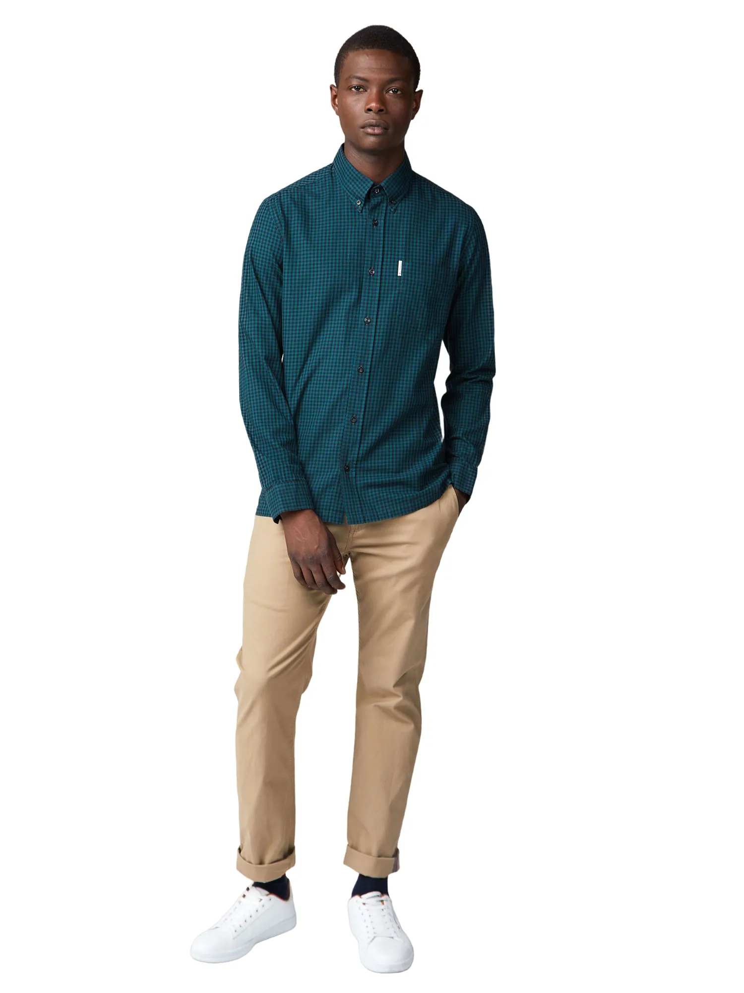 Long-Sleeve Archive Modernist Gingham Shirt - Trekking Green sold by Ben Sherman product image thumbnail 4