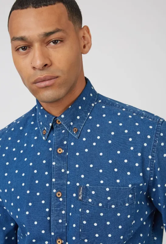 Indigo Spot Print Long-Sleeve Shirt sold by Ben Sherman