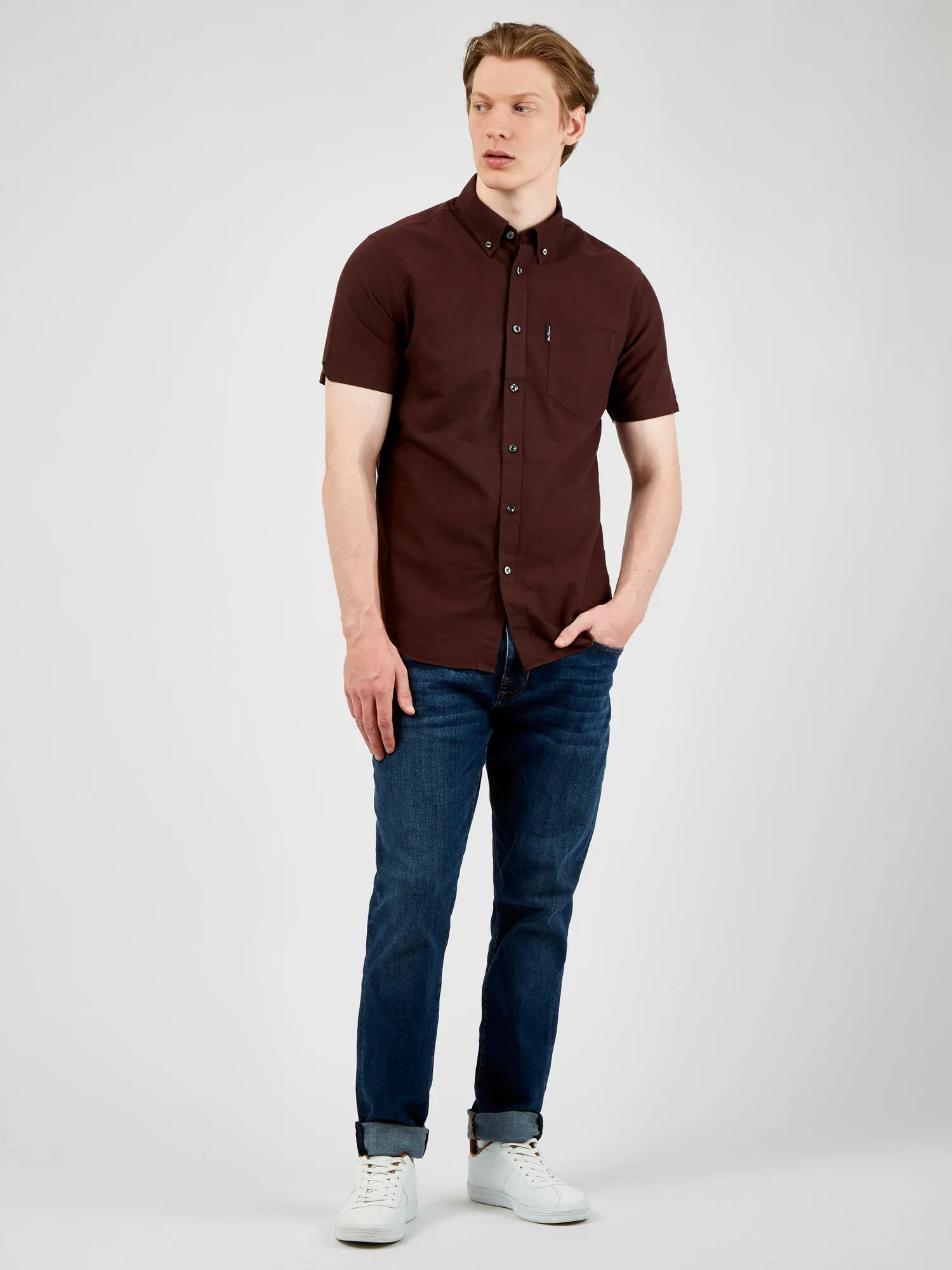Short-Sleeve Signature Oxford Shirt - Bordeaux sold by Ben Sherman product image thumbnail 4