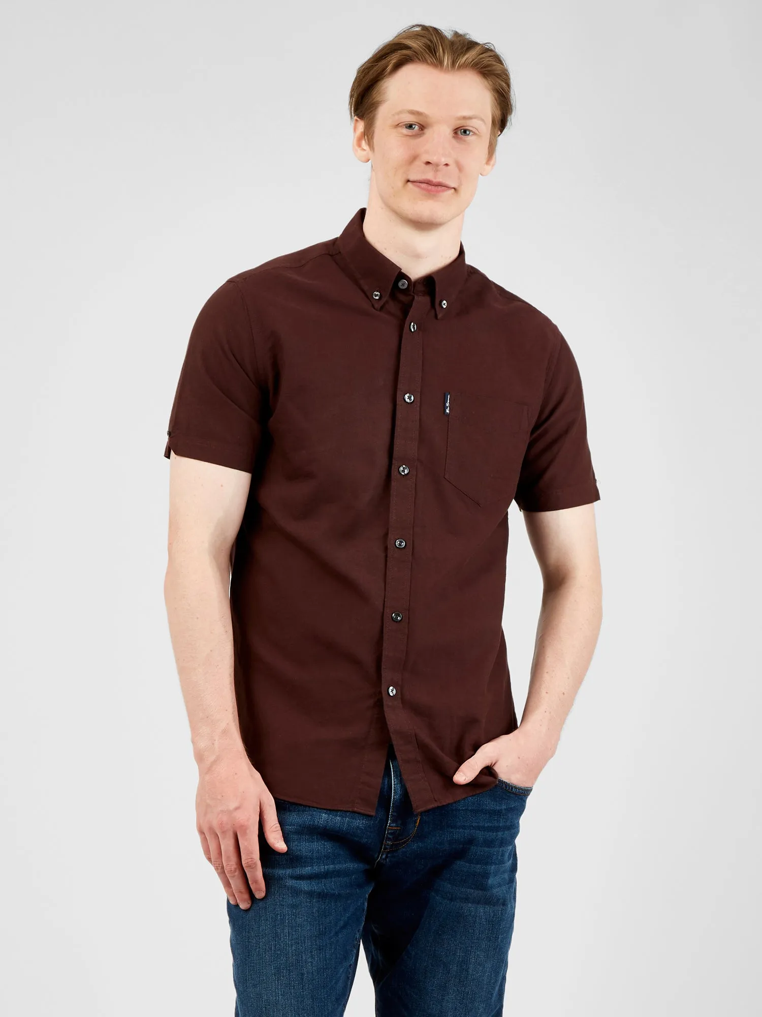Short-Sleeve Signature Oxford Shirt - Bordeaux sold by Ben Sherman product image thumbnail 2