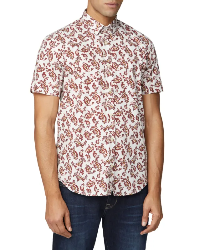 Short-Sleeve Paisley Shirt - Ecru sold by Ben Sherman