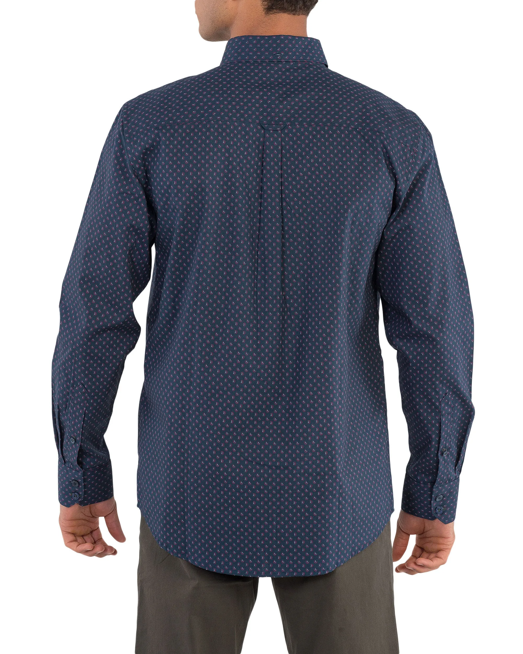 Long-Sleeve Two-Color Geo Print Shirt - Navy Blazer sold by Ben Sherman product image thumbnail 2