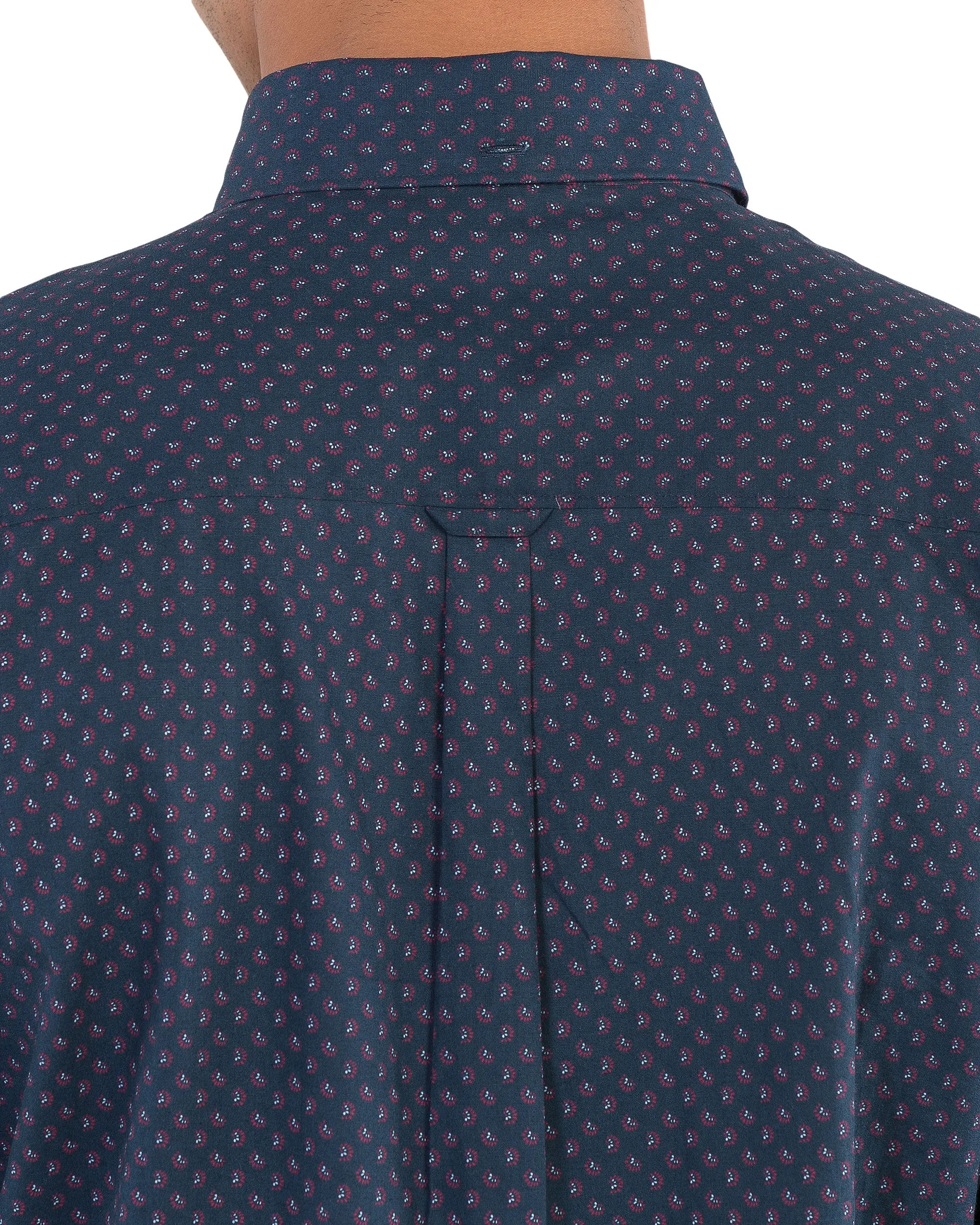Long-Sleeve Two-Color Geo Print Shirt - Navy Blazer sold by Ben Sherman product image thumbnail 3