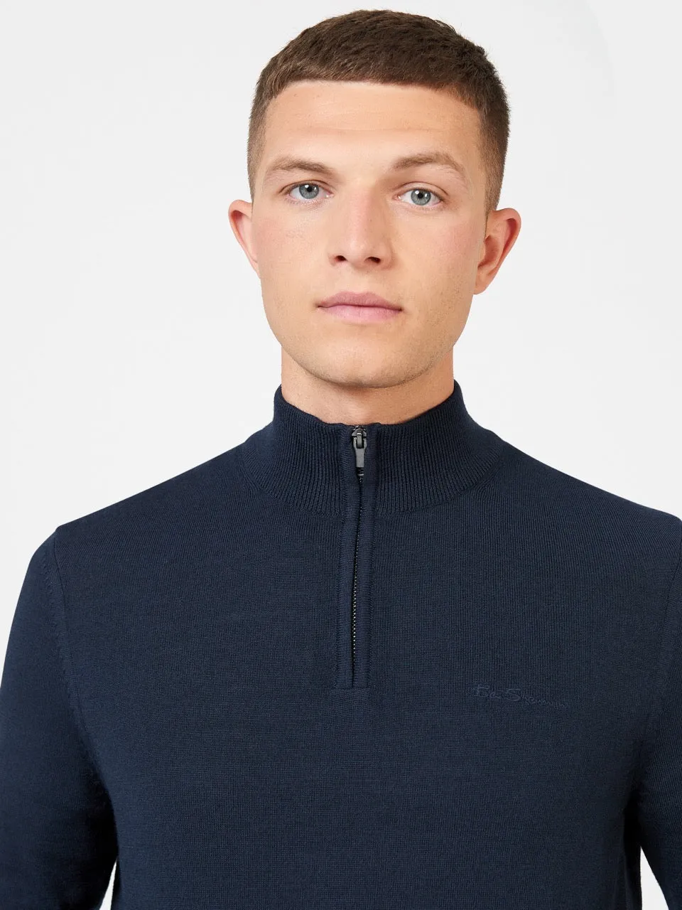 Merino Knit Half-Zip Sweater - Dark Navy sold by Ben Sherman product image thumbnail 3