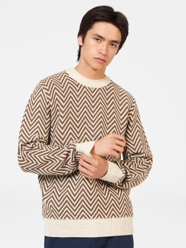 Chevron Jacquard Crewneck Sweater sold by Ben Sherman