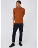 Short-Sleeve Textured-Front Knit Polo - Caramel sold by Ben Sherman
