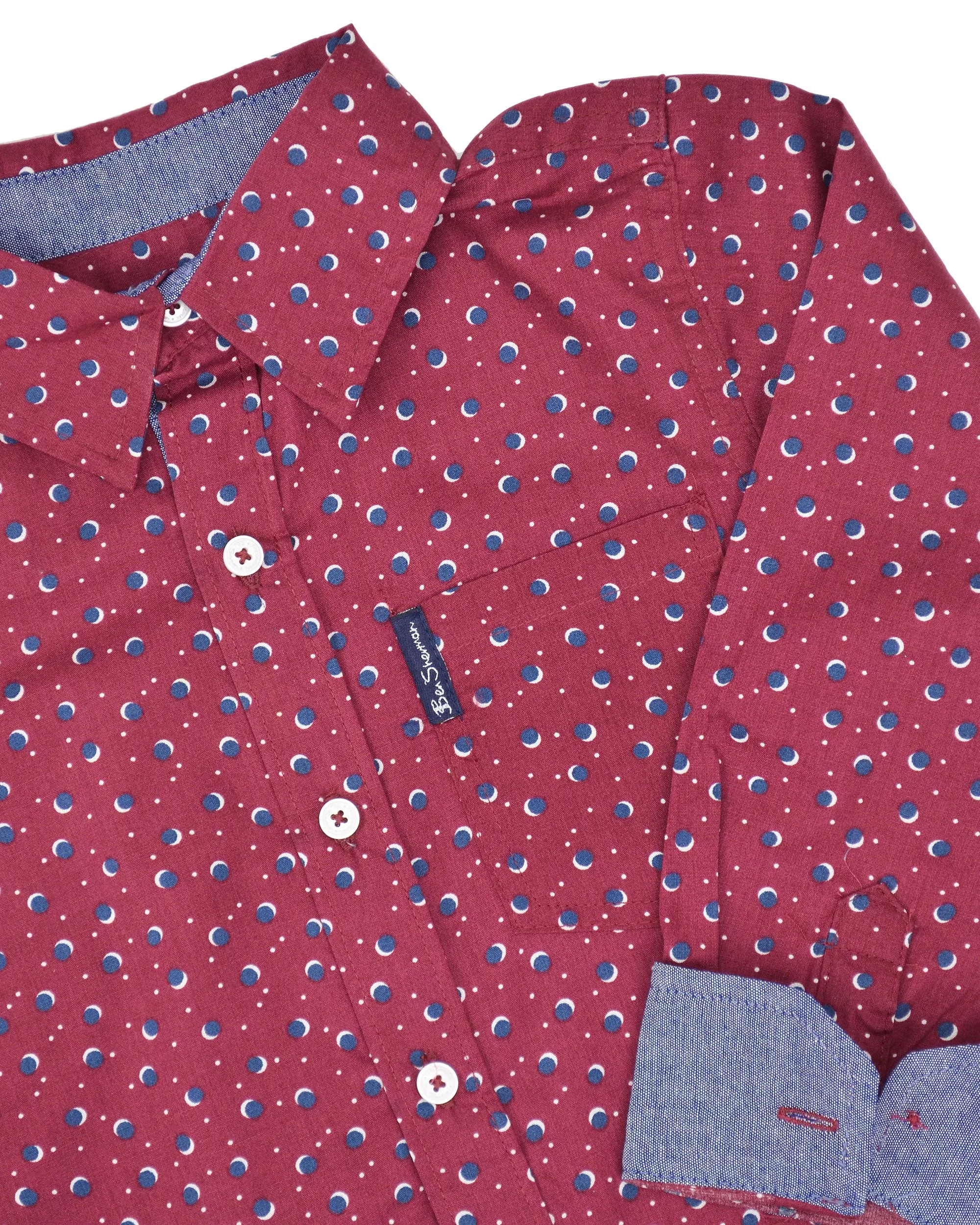 Boys' Red Button-Down Shirt with Navy Dot Pattern (Sizes 4-7) sold by Ben Sherman product image thumbnail 4