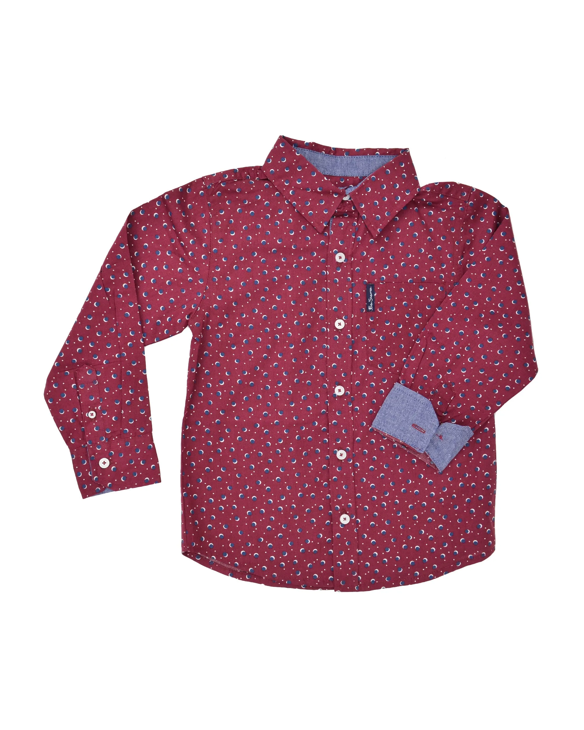 Boys' Red Button-Down Shirt with Navy Dot Pattern (Sizes 4-7) sold by Ben Sherman