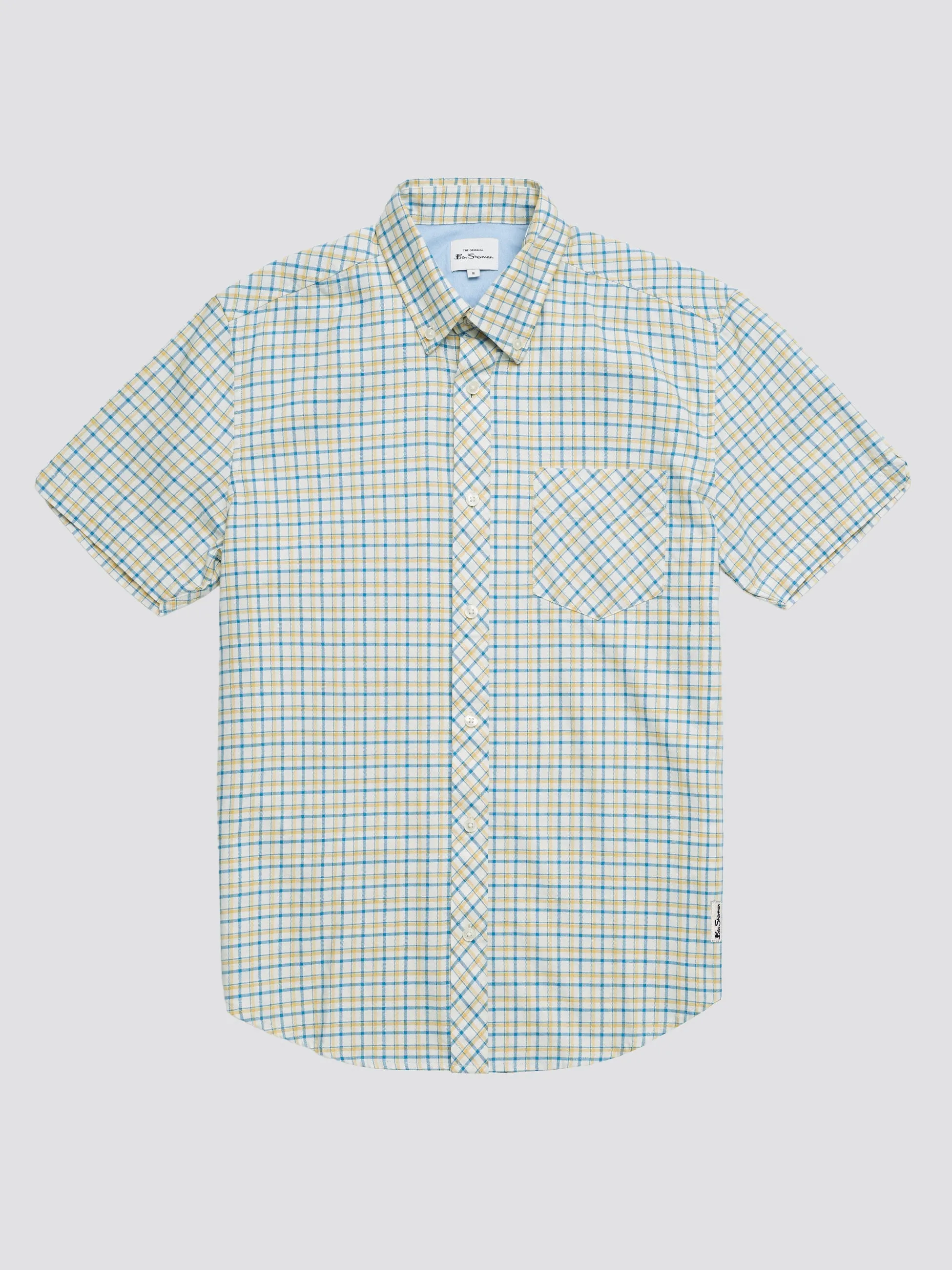 Oxford Overcheck Short-Sleeve Shirt - Butterscotch sold by Ben Sherman