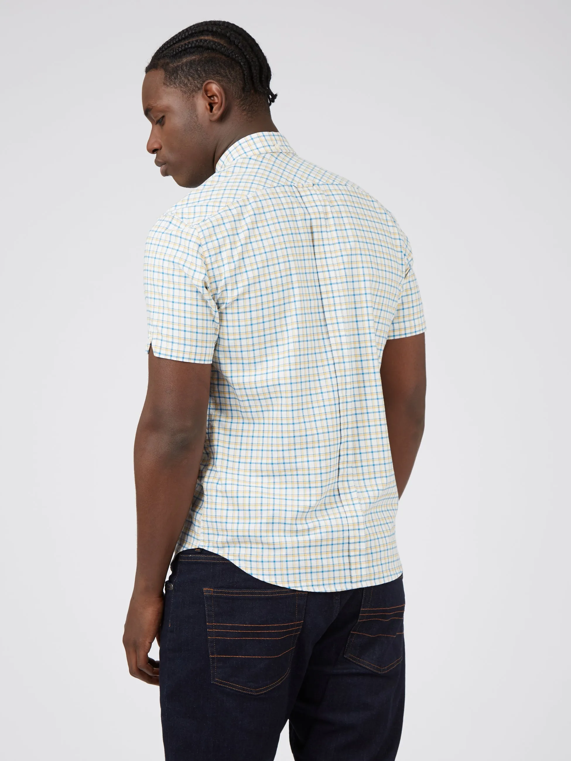 Oxford Overcheck Short-Sleeve Shirt - Butterscotch sold by Ben Sherman product image thumbnail 4