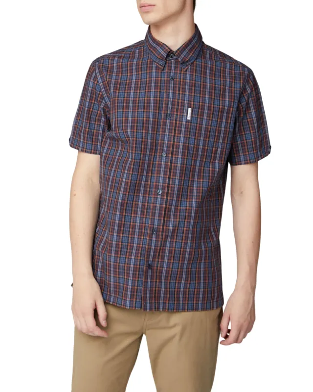 Short-Sleeve Archive Check Shirt - Dark Navy sold by Ben Sherman