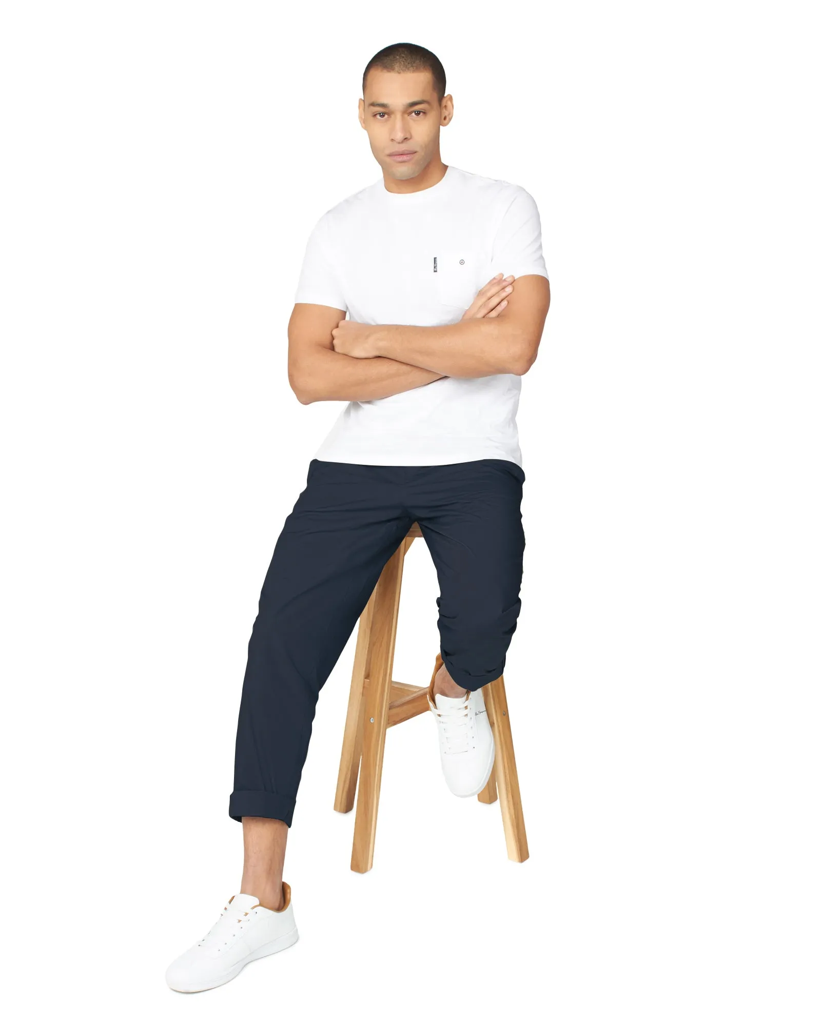 Poplin Relaxed-Taper Pleated Trouser - Marine sold by Ben Sherman product image thumbnail 4