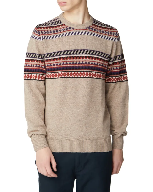 Placed Geo Fair Isle Sweater - Tan sold by Ben Sherman