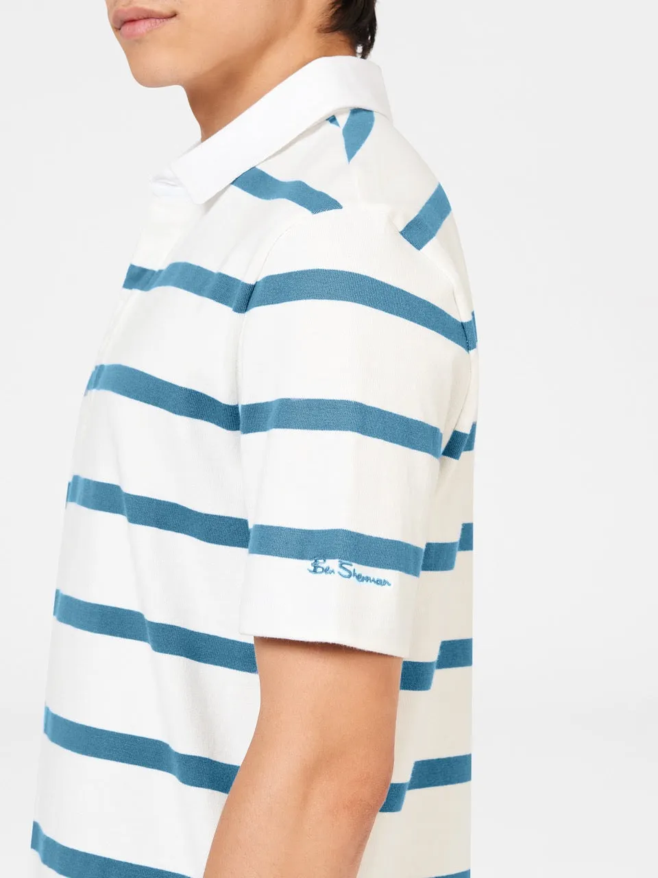 Bretton Stripe Rugby Knit Polo sold by Ben Sherman