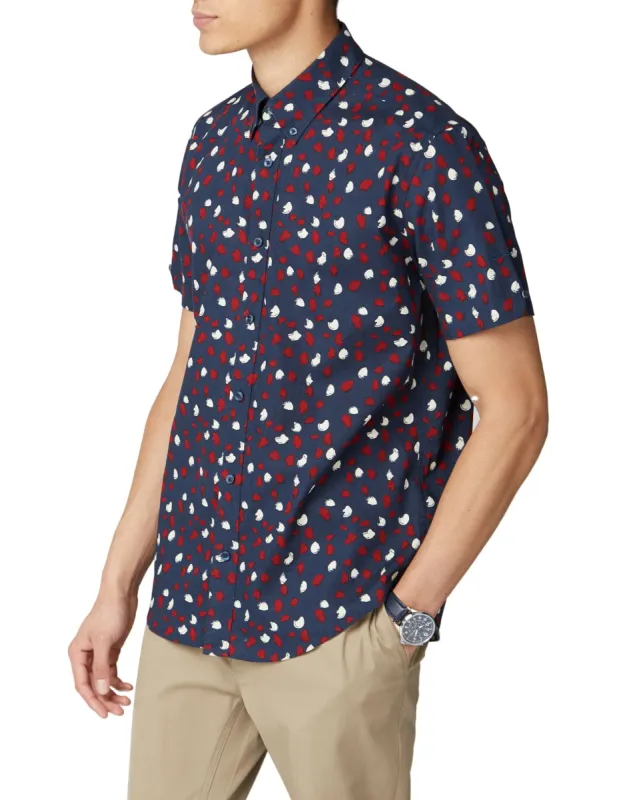 Short-Sleeve Hand-Painted Print Shirt - Dark Navy made by Ben Sherman