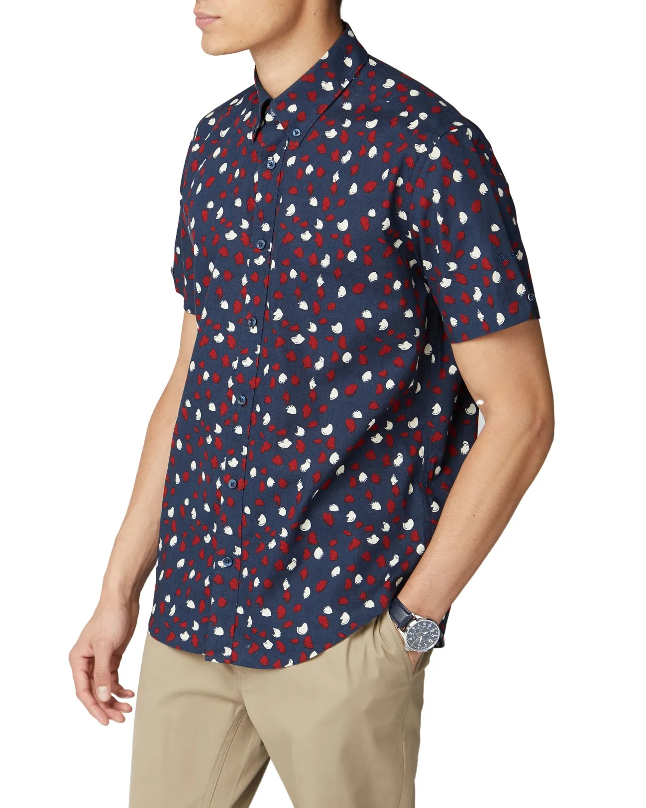 Short-Sleeve Hand-Painted Print Shirt - Dark Navy sold by Ben Sherman
